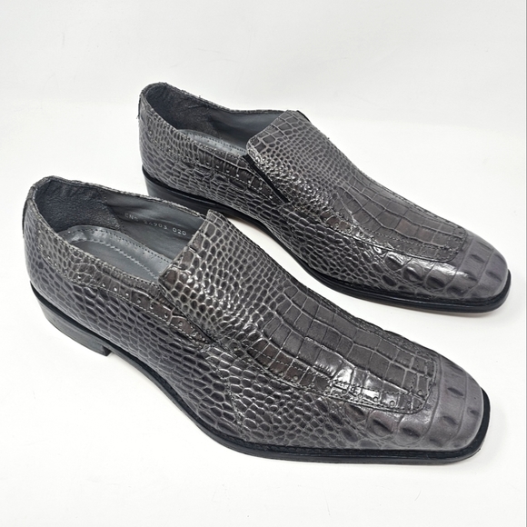 Stacy Adams Parisi Gray Leather Crocodile Embossed Loafers Size 13 Style 24903 - Picture 7 of 12